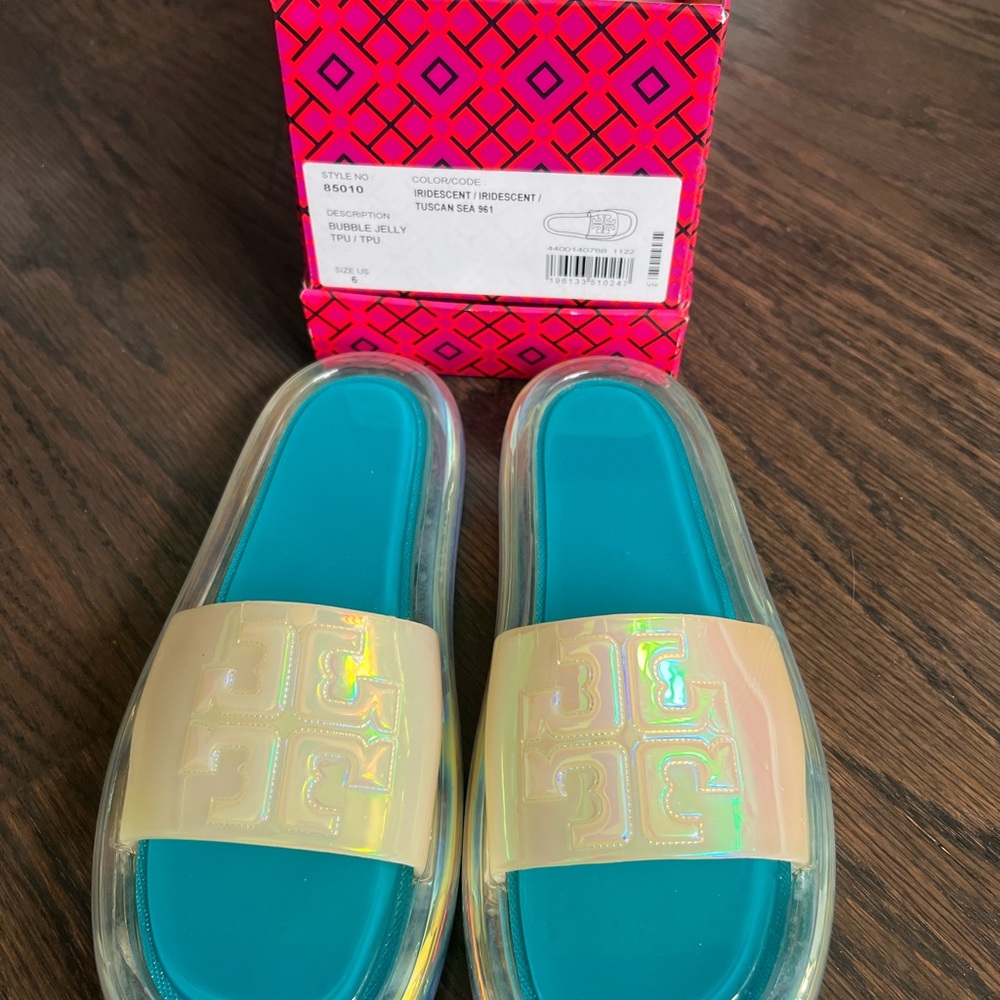 Tory Burch Bubble Jelly Iridescent Tuscan Sea - Picture 4 of 8